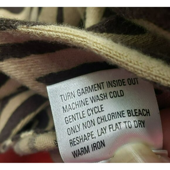 Talbots Tan Zebra Print Sweater, Women's L, Pima Cotton Blend, Long Sleeve - Picture 7 of 7